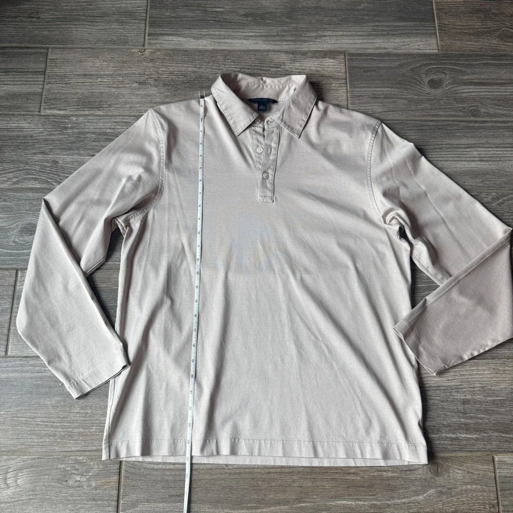 Banana Republic Mens Long Sleeve Polo Shirt Beige Casual Button Up Size L‎